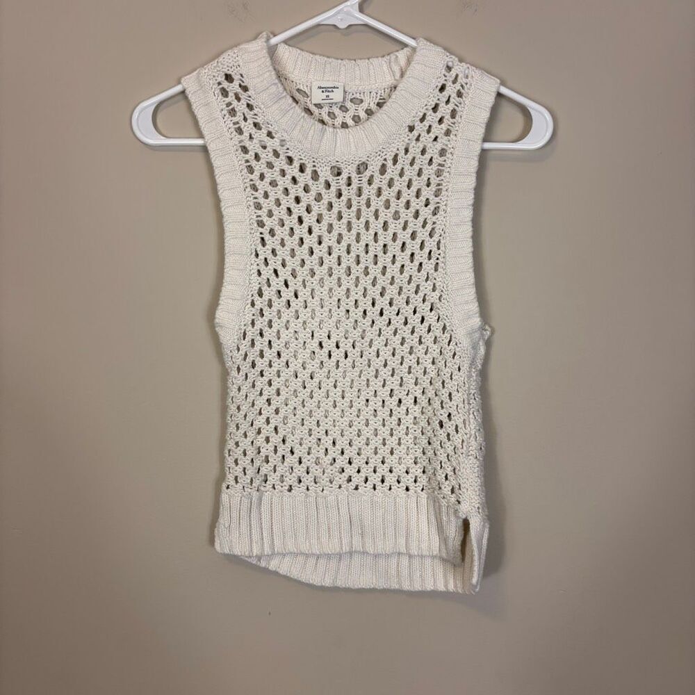 Abercrombie & Fitch White Open Knit Cotton Tank Top XS